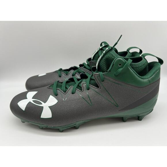 Under Armour Nitro Mid Green Black Men's Football Cleats 1290962 055 Size 12 NEW - Picture 2 of 12
